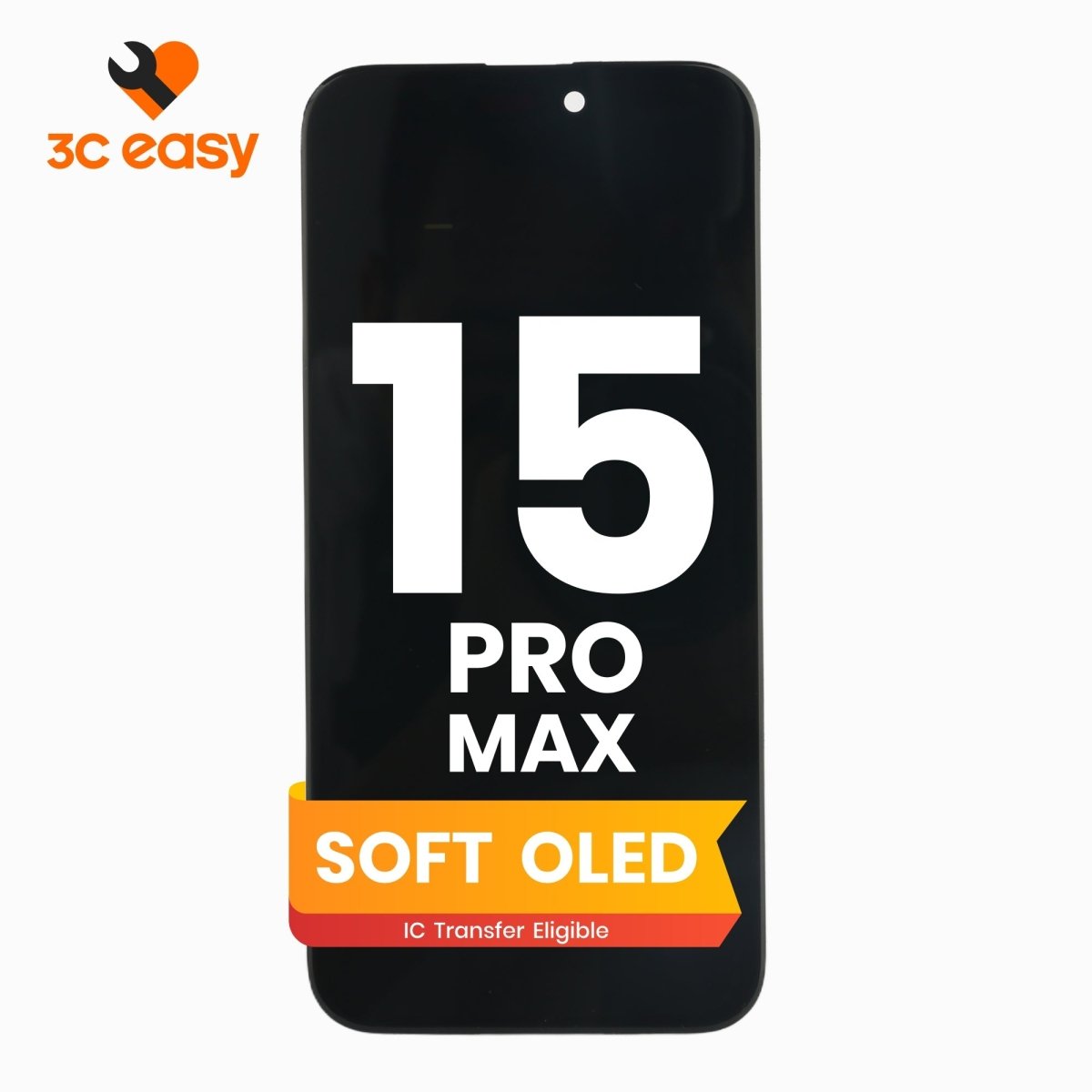iPhone 15 Pro Max Screen Replacement – 3C EASY Replacement Part (Soft OLED, Black) - Pro iPhone Repair