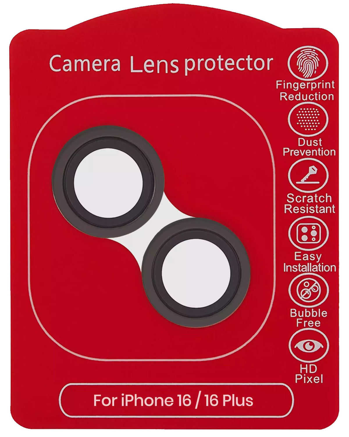iPhone 16 / 16 Plus (Black) Casper Camera Lens Protector – retail package