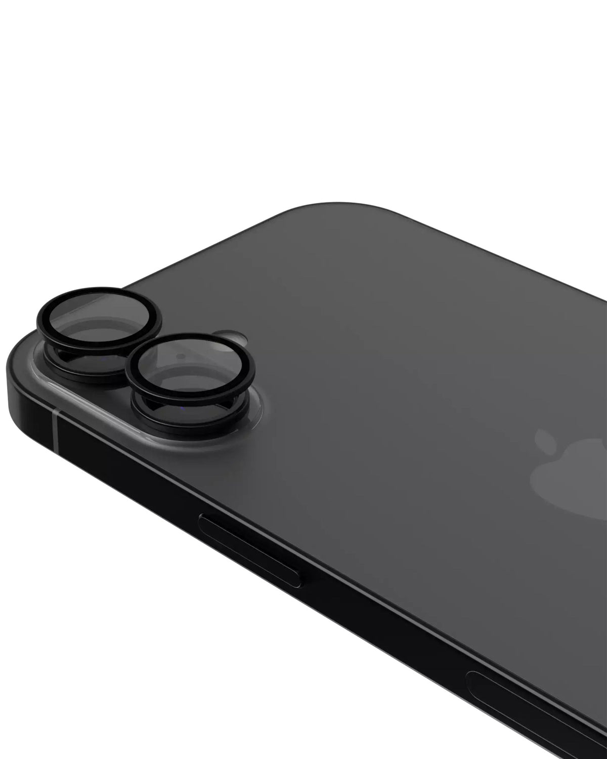 iPhone 16 / 16 Plus (Black) Casper Camera Lens Protector – installed on the iPhone camera