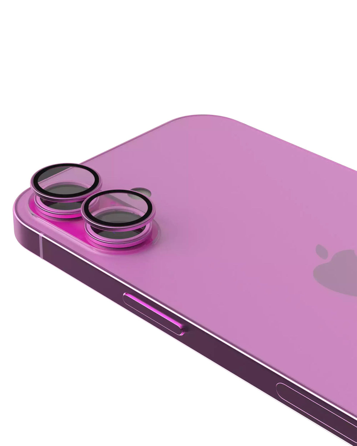 iPhone 16 / 16 Plus (Pink) Casper Camera Lens Protector – installed on the iPhone camera