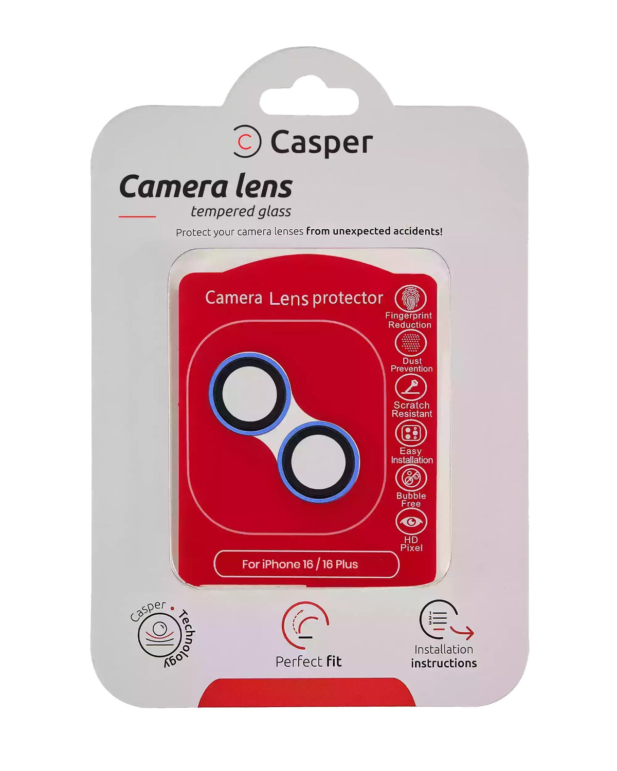 iPhone 16 / 16 Plus (Ultramarine) Casper Camera Lens Protector – retail package