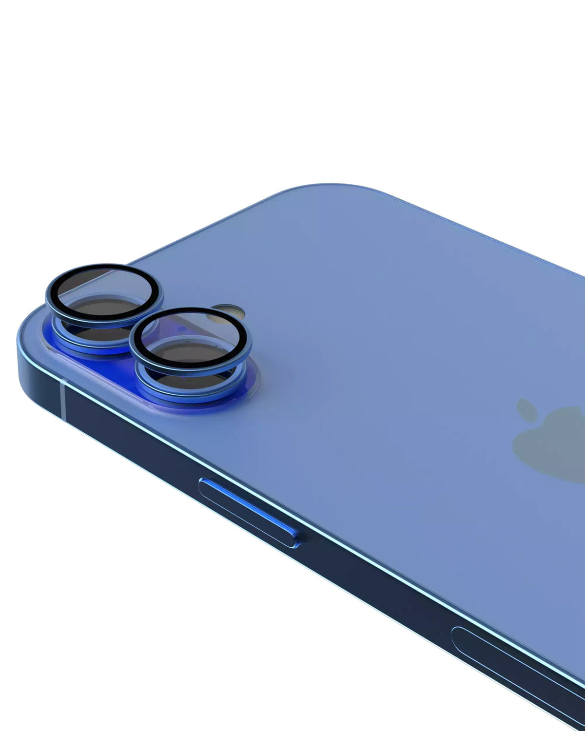 iPhone 16 / 16 Plus (Ultramarine) Casper Camera Lens Protector – installed on the iPhone camera
