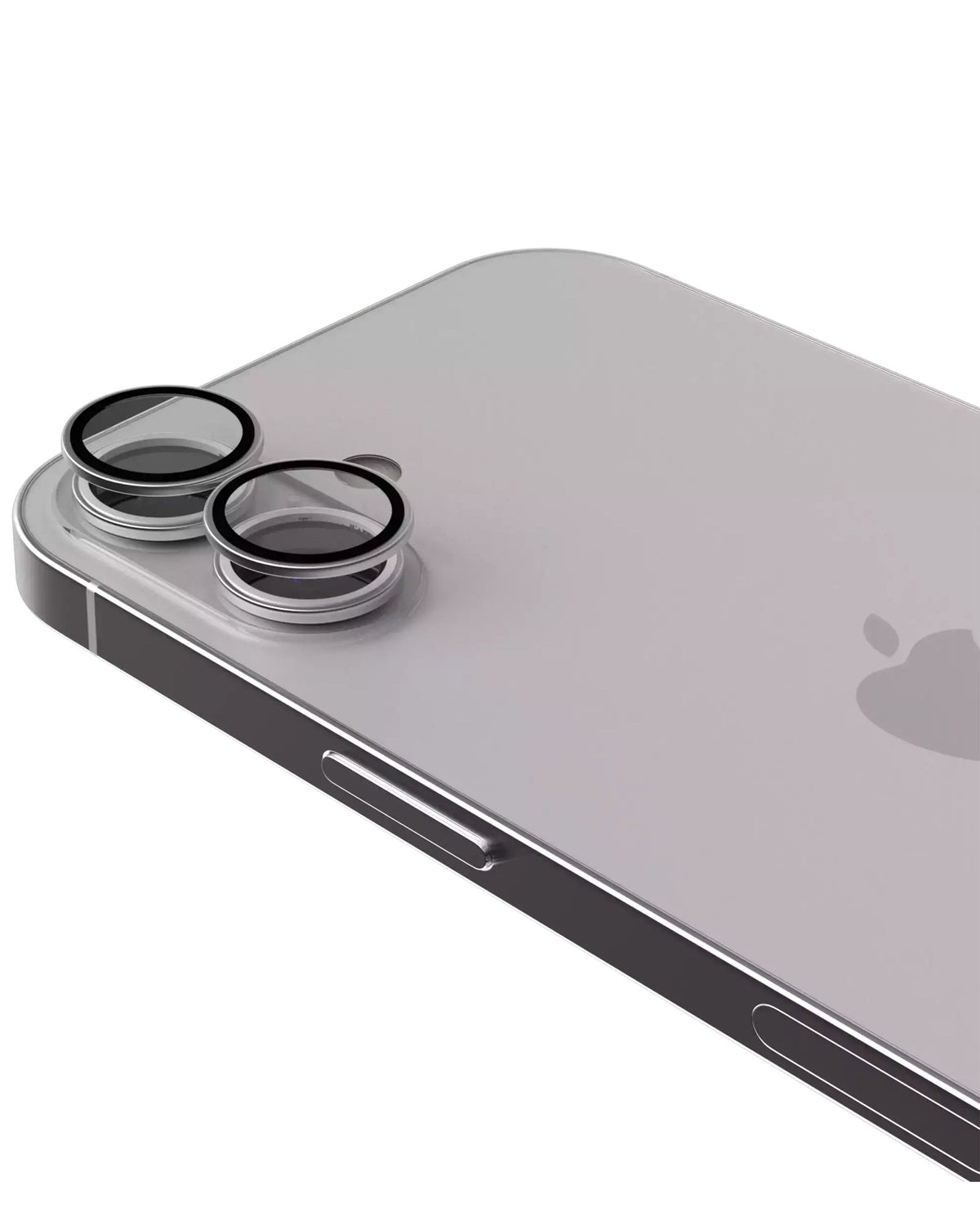 iPhone 16 / 16 Plus (White) Casper Camera Lens Protector – installed on the iPhone camera