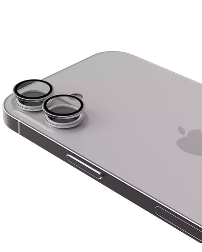 iPhone 16 / 16 Plus (White) Casper Camera Lens Protector – installed on the iPhone camera