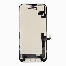 Back of iPhone 16 INCELL screen replacement showing metal plate and flex cable connector