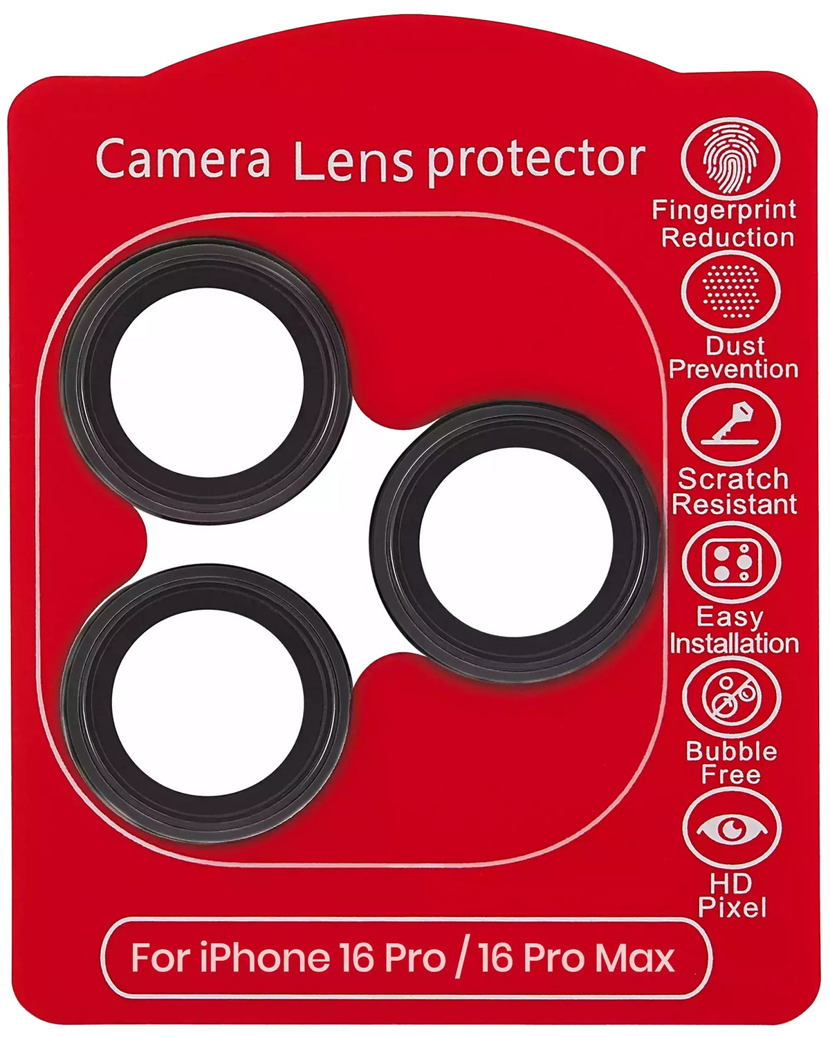 iPhone 16 Pro / 16 Pro Max (Black) Casper Camera Lens Protector – retail package