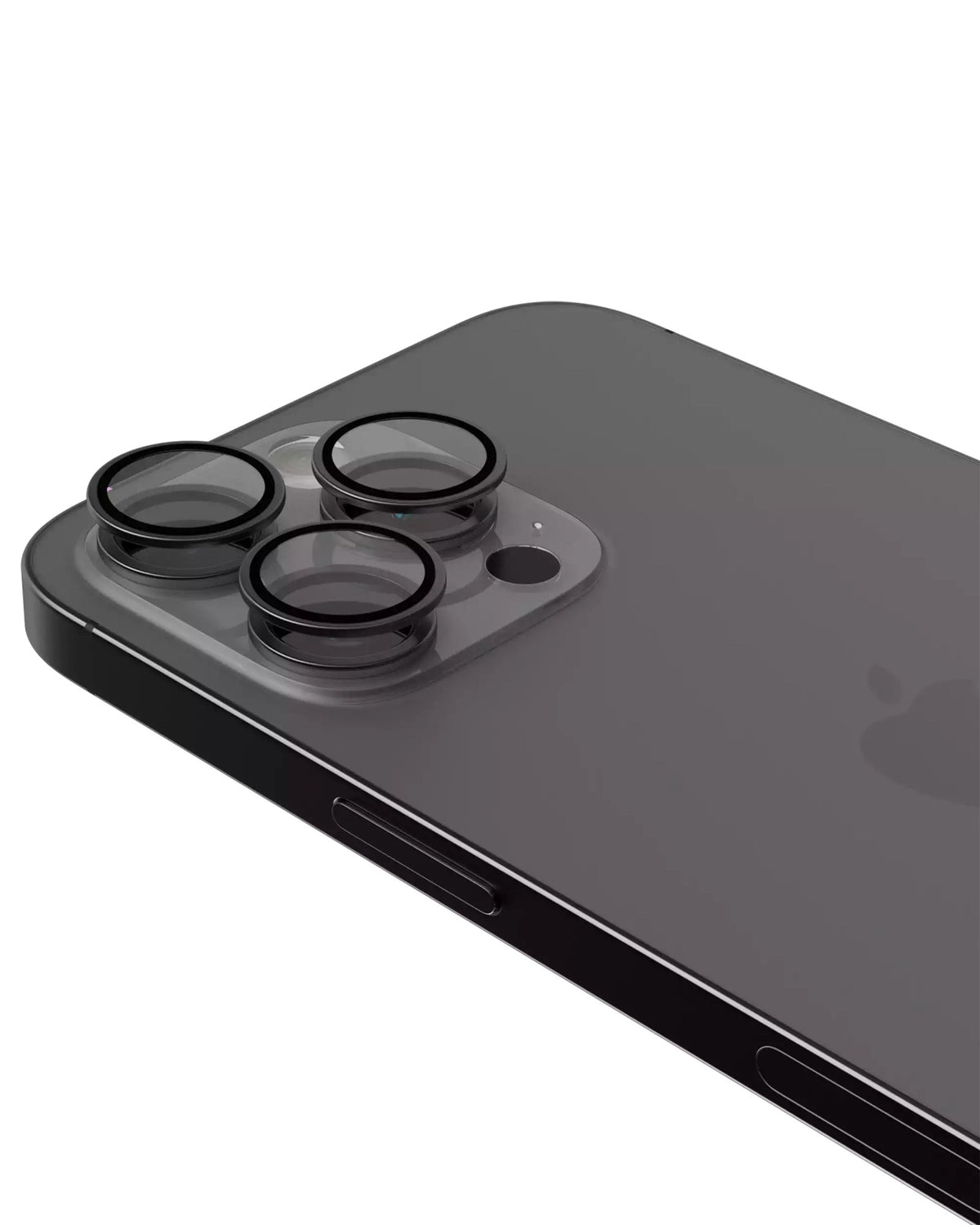 iPhone 16 Pro / 16 Pro Max (Black) Casper Camera Lens Protector – installed on the iPhone camera