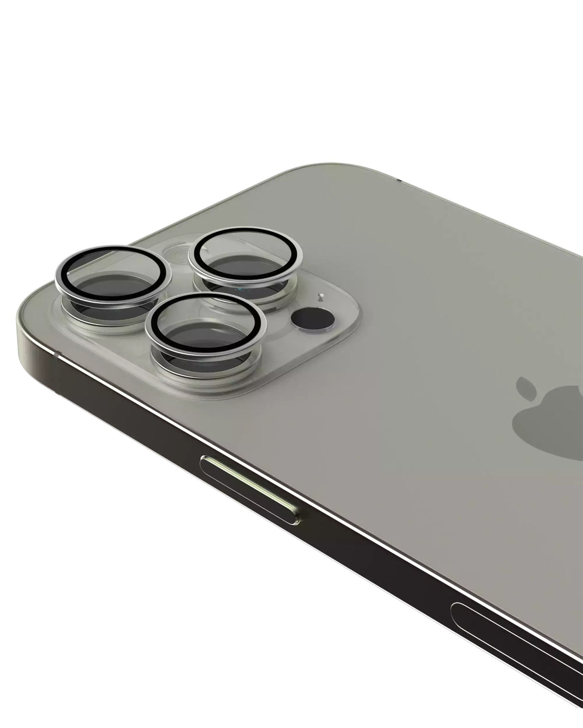 iPhone 16 Pro / 16 Pro Max (Natural Titanium) Casper Camera Lens Protector – installed on the iPhone camera