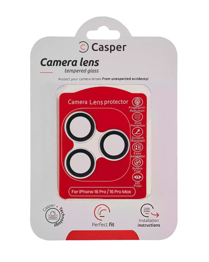 iPhone 16 Pro / 16 Pro Max (Silver) Casper Camera Lens Protector – retail package