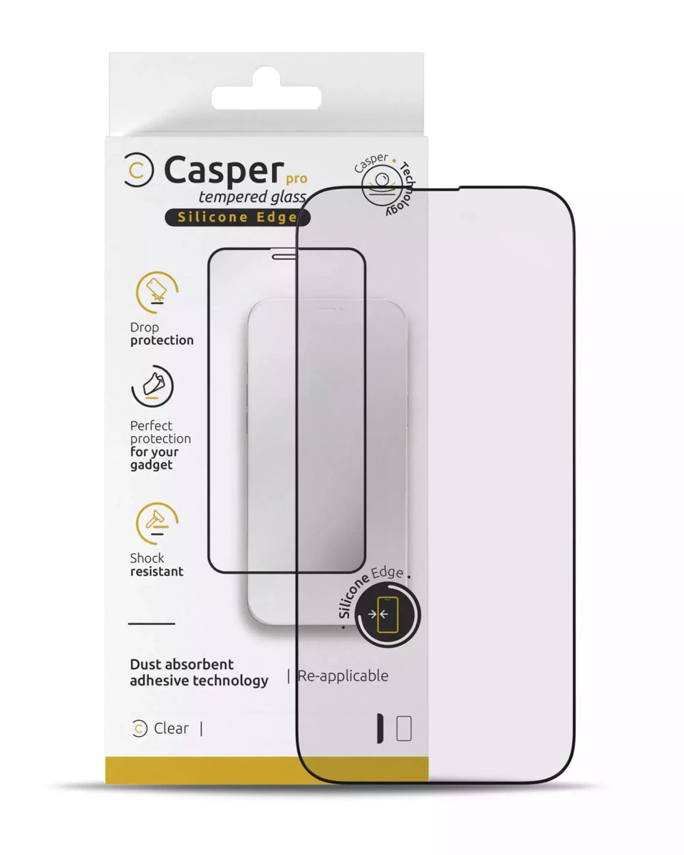 iPhone 16 Pro / 17 / 17 Pro / 18 Pro (Clear + Silicone Edge) Casper Pro Tempered Glass Screen Protector Screen Protector - Pro iPhone Repair