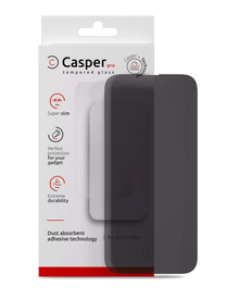 Casper Pro privacy tempered glass screen protector for iPhone 16 Pro / 17 / 17 Pro, dark tinted glass with retail box
