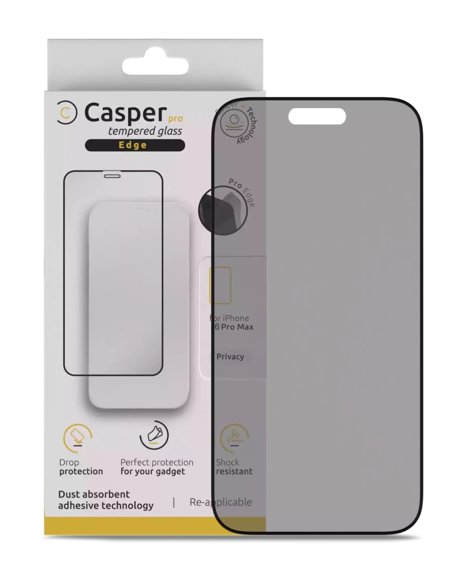 iPhone 16 Pro Max / 17 Pro Max (Privacy + Edge, 9H) Casper Pro Tempered Glass Screen Protector Screen Protector - Pro iPhone Repair