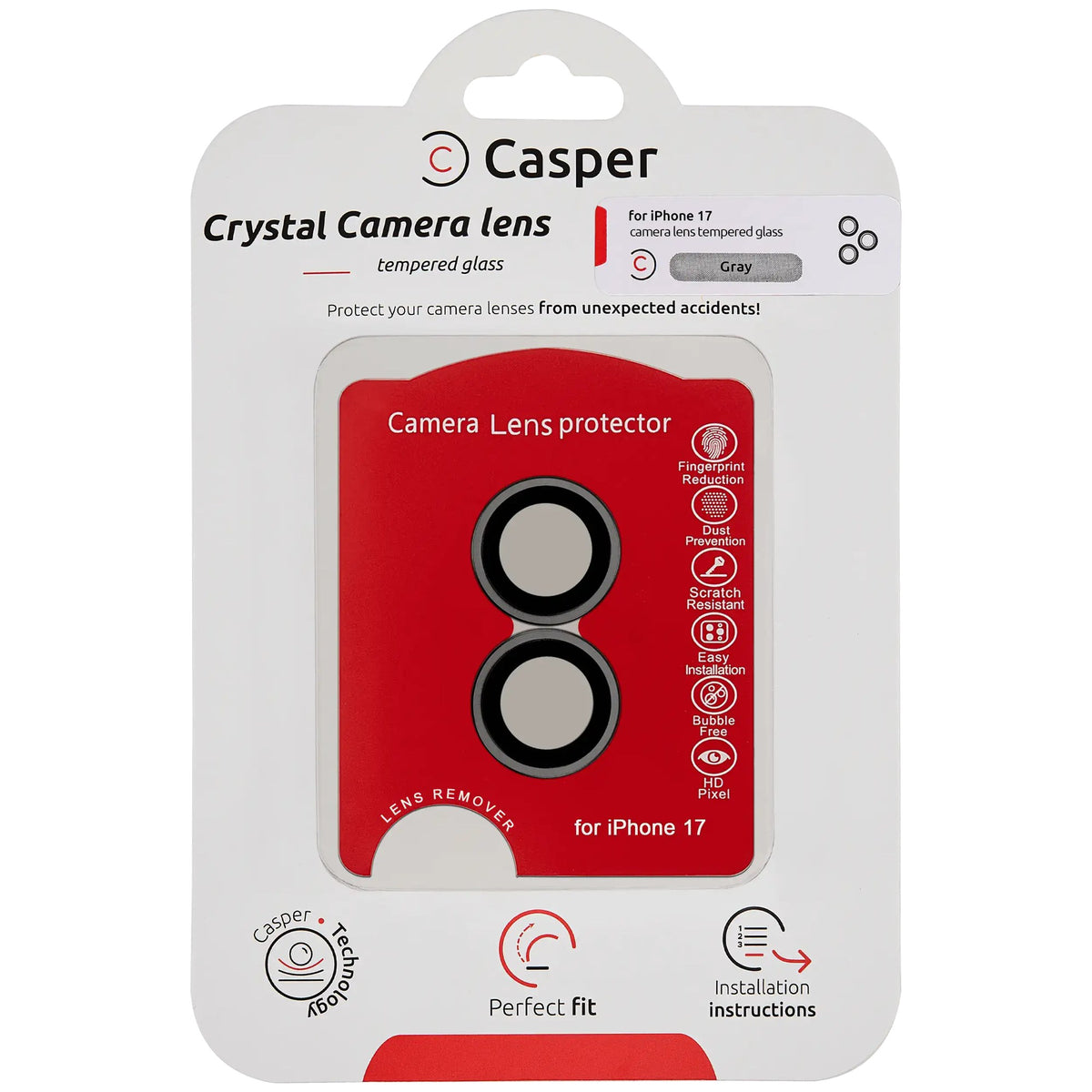 iPhone 17 (Gray) Casper Camera Lens Protector – retail package