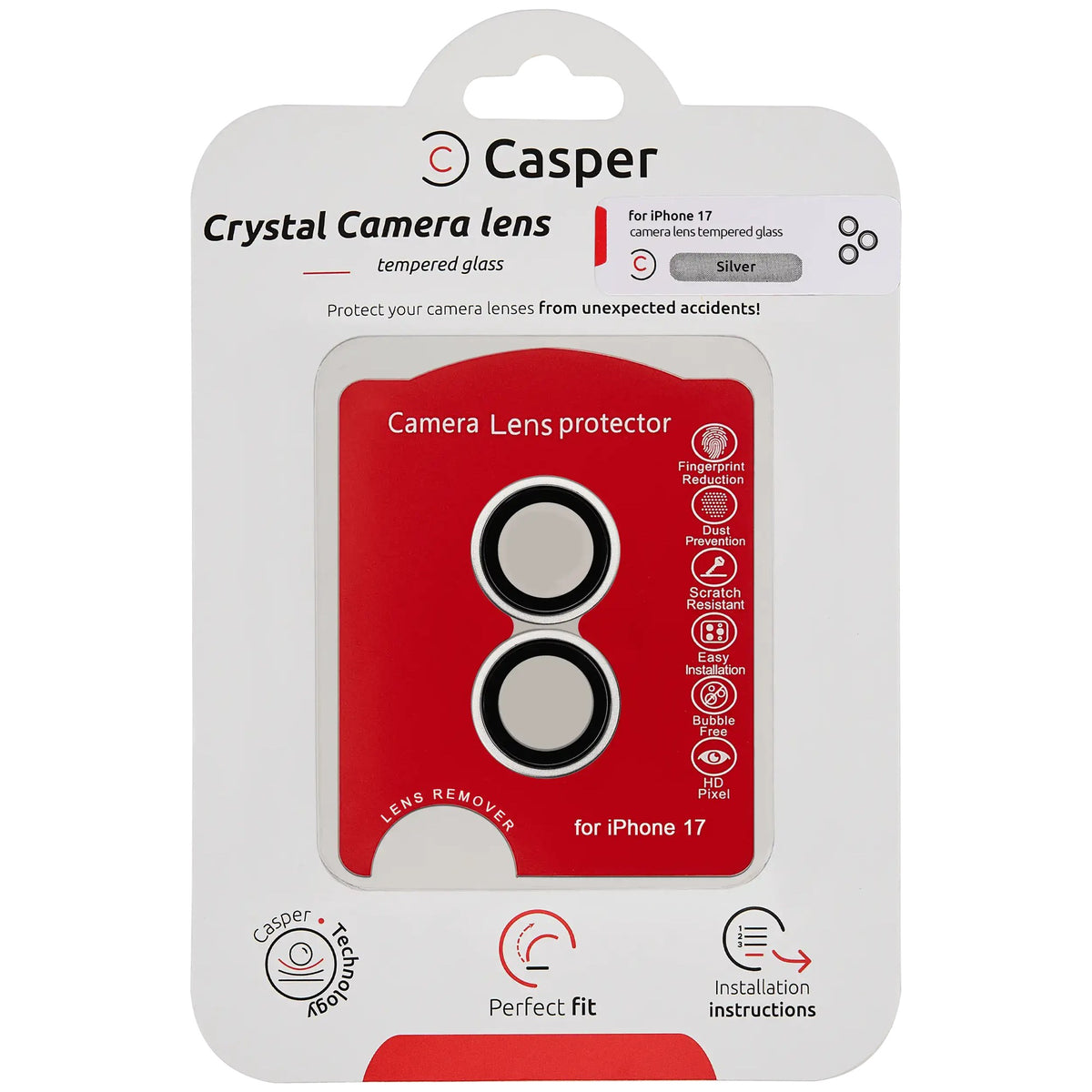 iPhone 17 (Silver) Casper Camera Lens Protector – retail package
