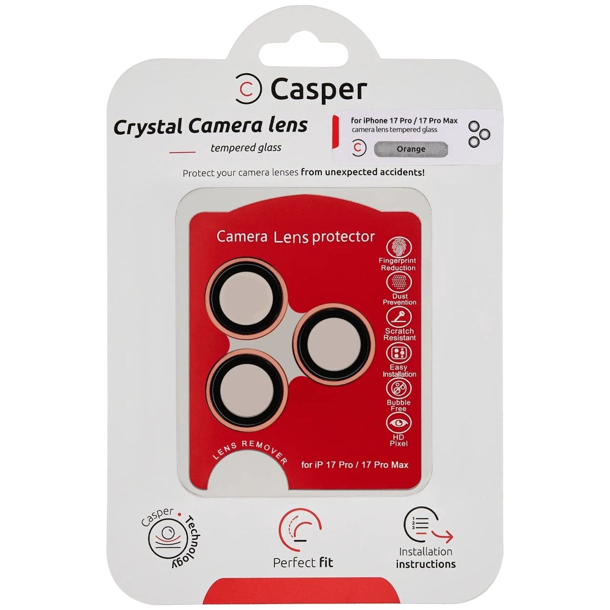 iPhone 17 Pro / 17 Pro Max (Orange) Casper Camera Lens Protector Camera Lens Protector - Pro iPhone Repair
