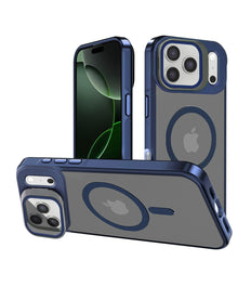 iPhone 17 Pro / 18 Pro Slim Clear Case with Camera Stand - Navy Phone Case - Pro iPhone Repair