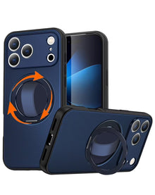 iPhone 17 Pro / 18 Pro Textured Armor Case with 360° Ring Stand - Blue Phone Case - Pro iPhone Repair