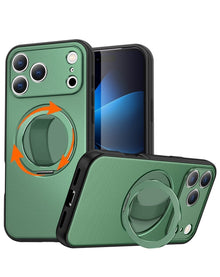 iPhone 17 Pro / 18 Pro Textured Armor Case with 360° Ring Stand - Green Phone Case - Pro iPhone Repair