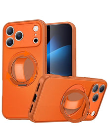 iPhone 17 Pro / 18 Pro Textured Armor Case with 360° Ring Stand - Orange Phone Case - Pro iPhone Repair