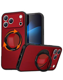 iPhone 17 Pro / 18 Pro Textured Armor Case with 360° Ring Stand - Red Phone Case - Pro iPhone Repair