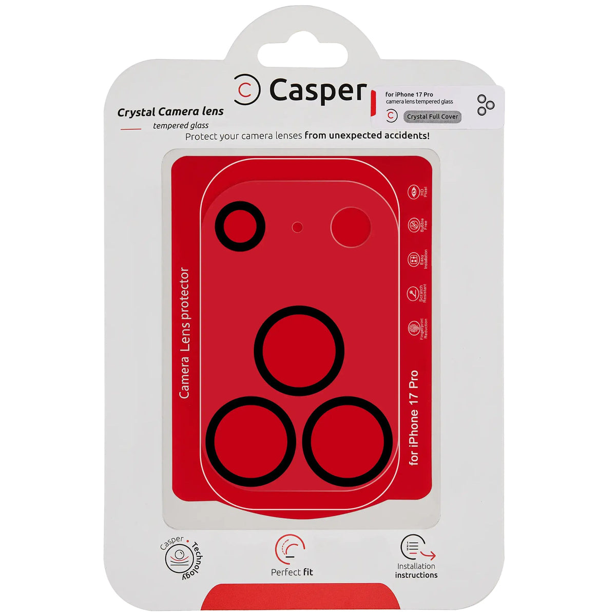 iPhone 17 Pro (Crystal Full Cover) Casper Camera Lens Protector – retail package