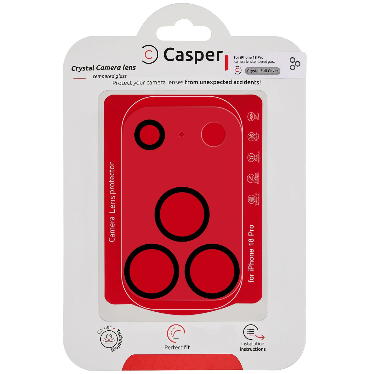 iPhone 18 Pro (Crystal Full Cover) Casper Camera Lens Protector – retail package