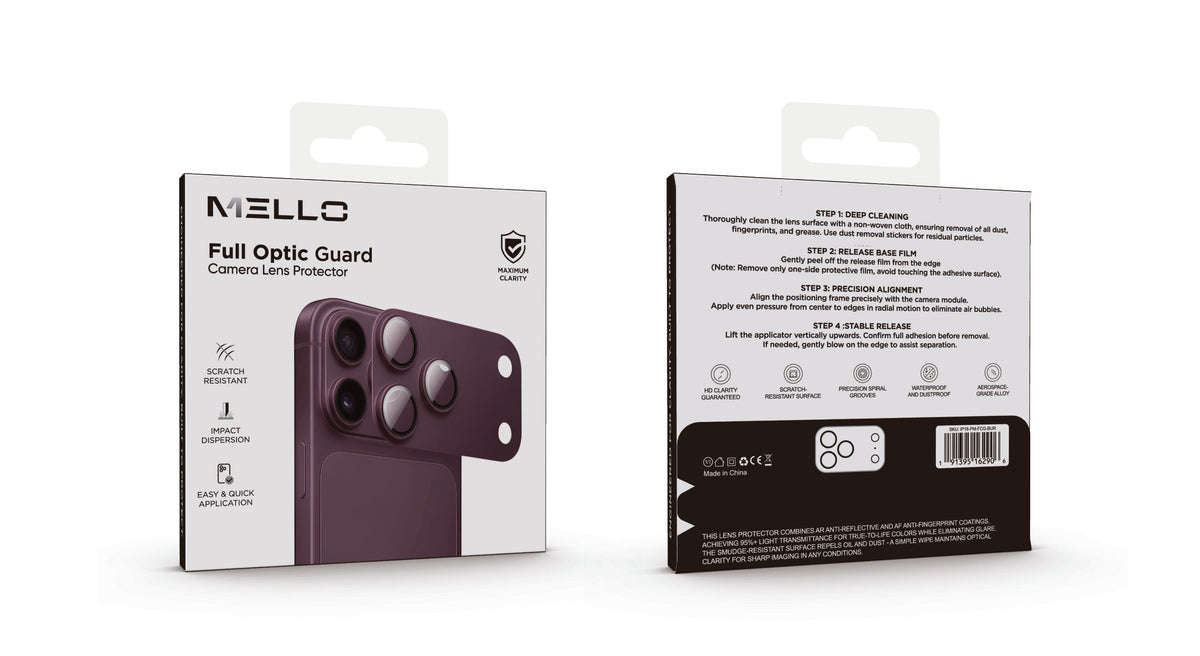 Mello Full Optic Guard camera lens protector for iPhone 18 Pro in Black