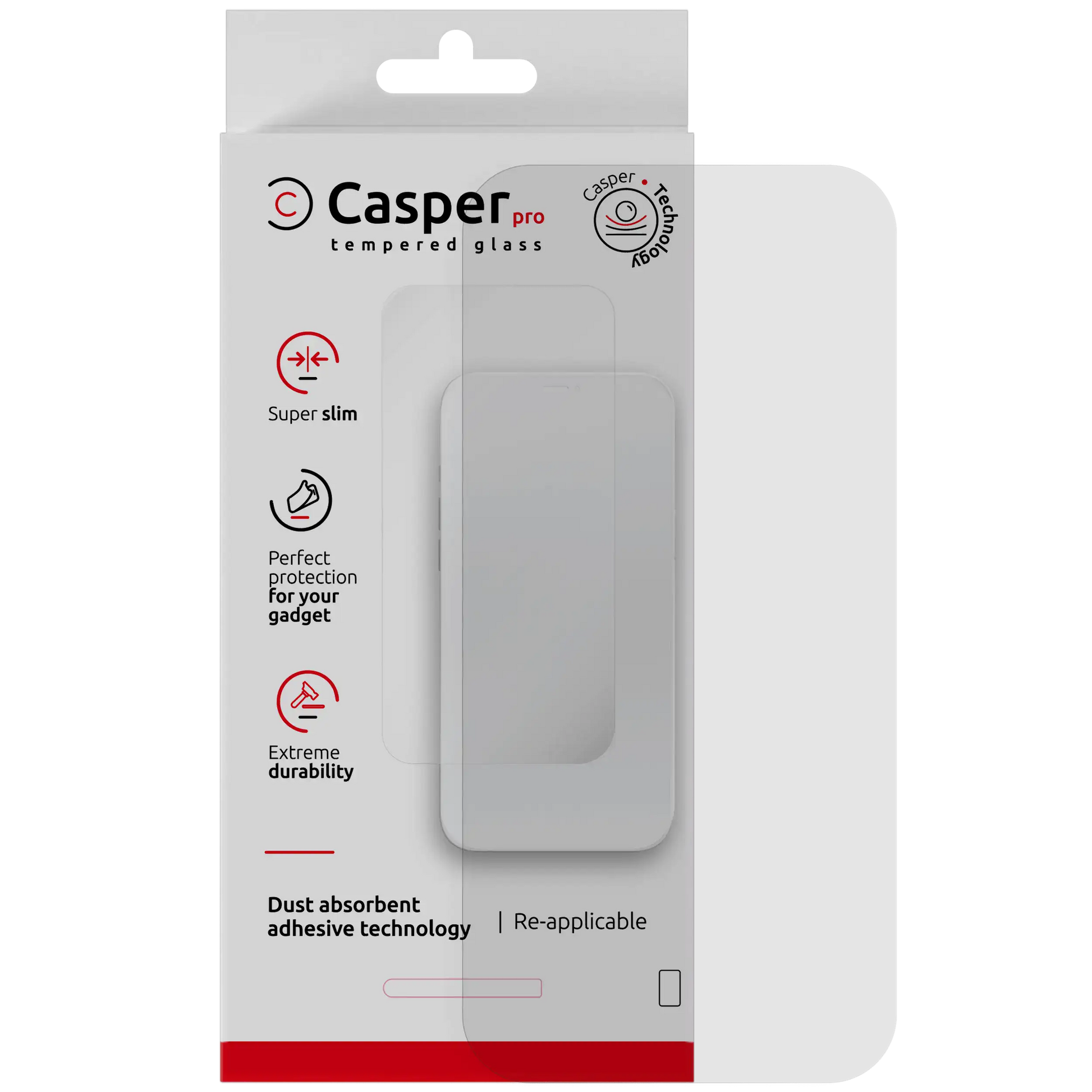 Casper Pro clear HD tempered glass screen protector for iPhone Air shown with retail packaging