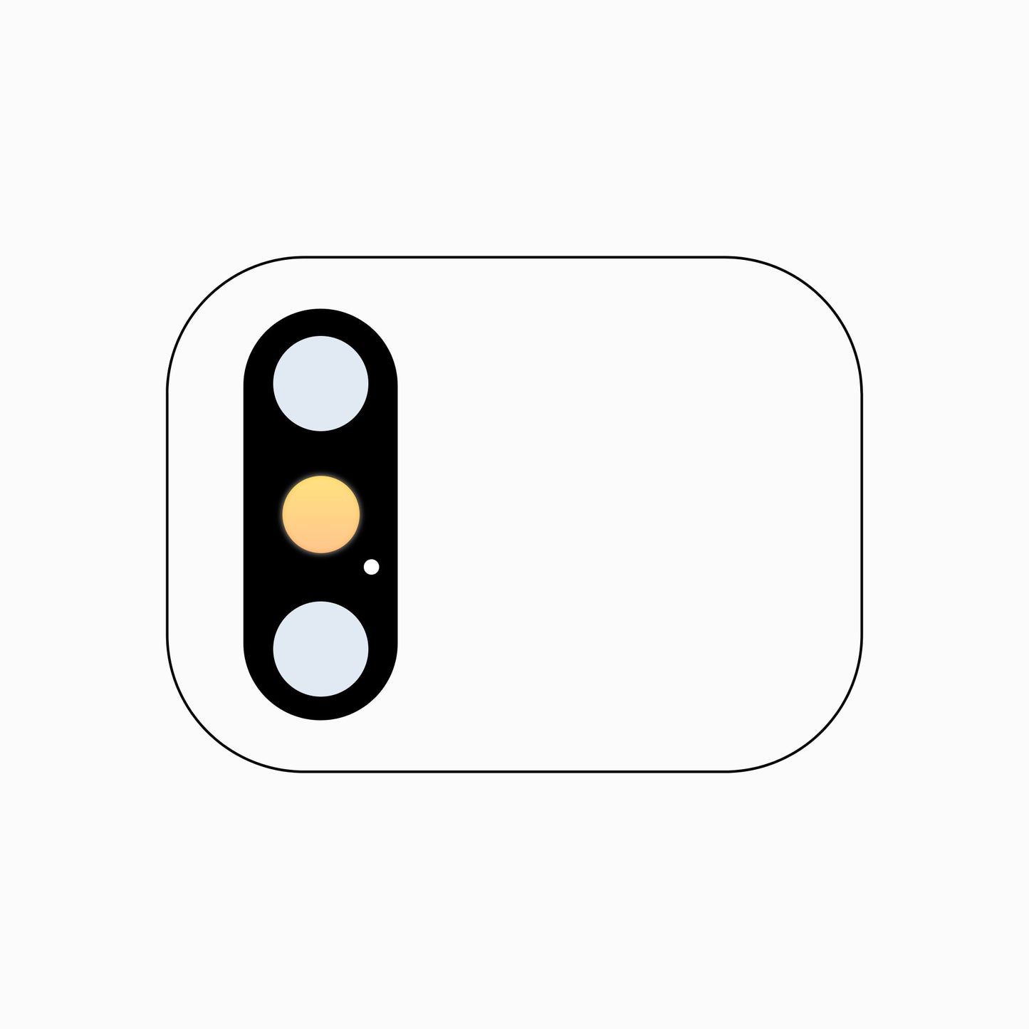 Diagram of iPhone X, XS and XS Max vertical dual rear camera lens layout for lens replacement