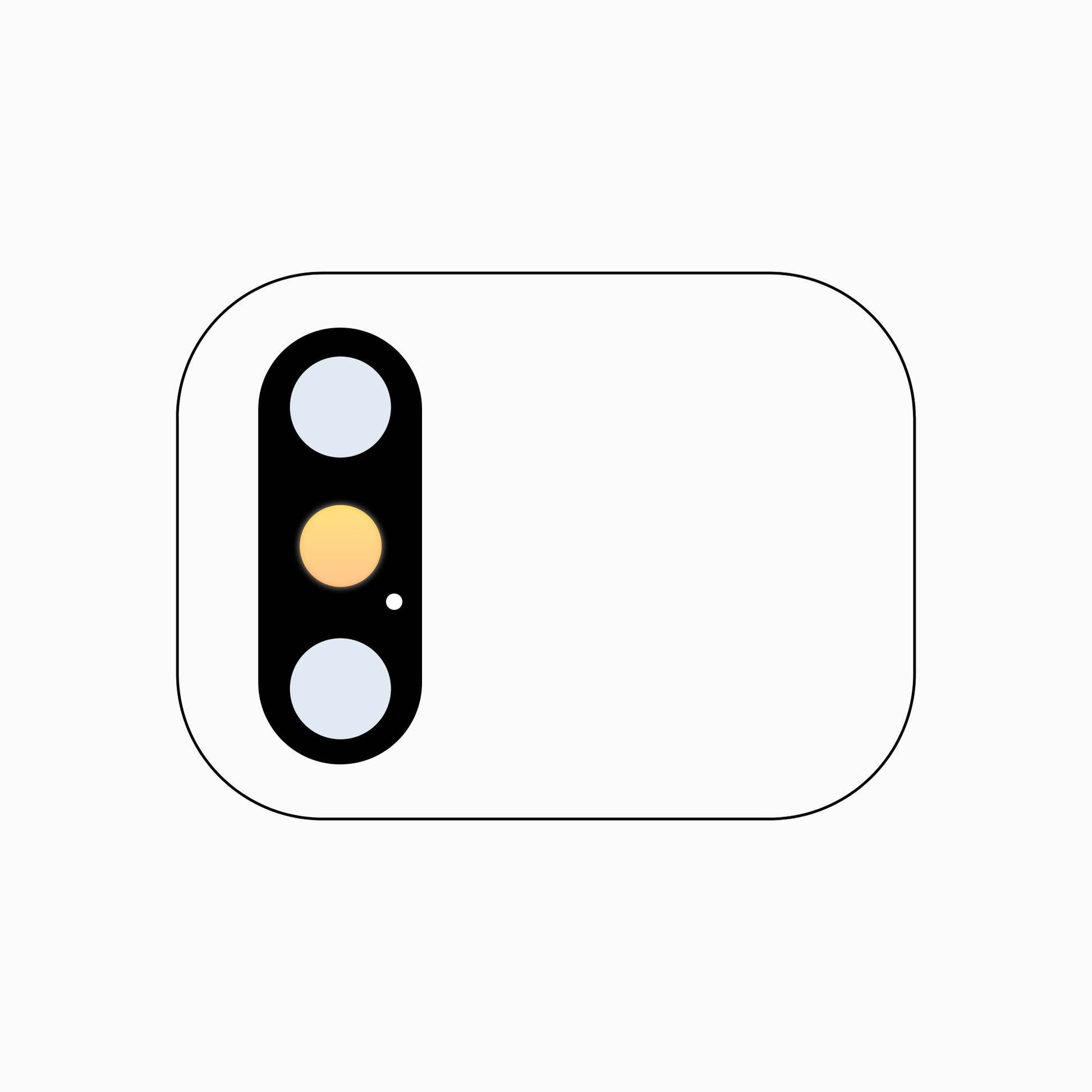 Diagram of iPhone X, XS and XS Max vertical dual rear camera lens layout for lens replacement