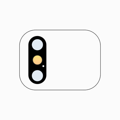 Diagram of iPhone X, XS and XS Max vertical dual rear camera lens layout for lens replacement