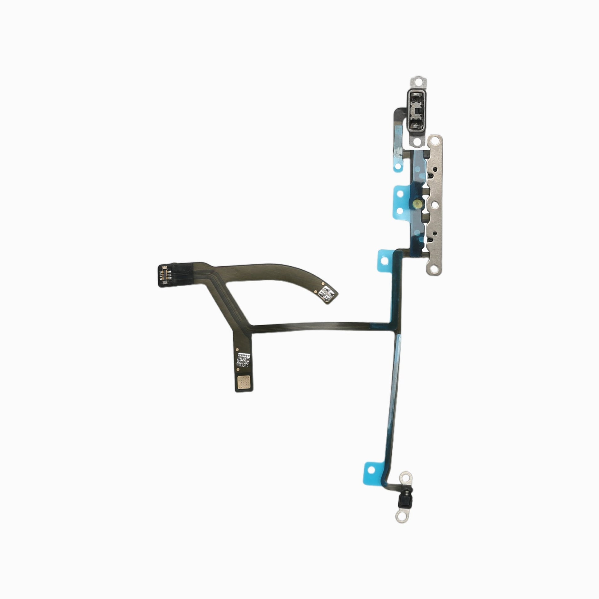 Alternate view of iPhone XS Max volume button flex cable showing ribbon layout and button contacts