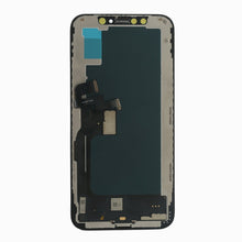 Back of iPhone XS INCELL screen replacement showing frame, flex cables, and connectors