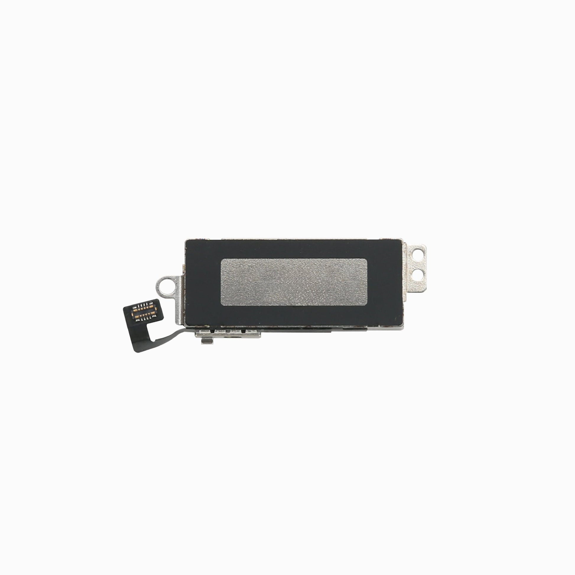 Reverse side of iPhone XS vibration motor showing flex connector and mounting bracket