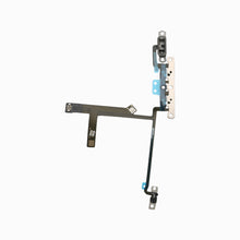 Alternate view of iPhone XS volume button flex cable showing ribbon layout and button brackets