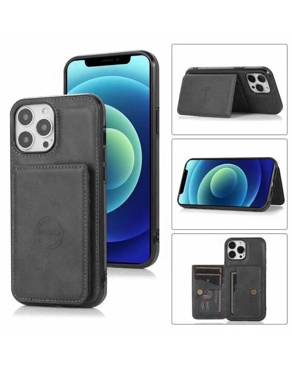 Leather Pocket Wallet Case - Black for iPhone 15 Pro Max Phone Case - Pro iPhone Repair