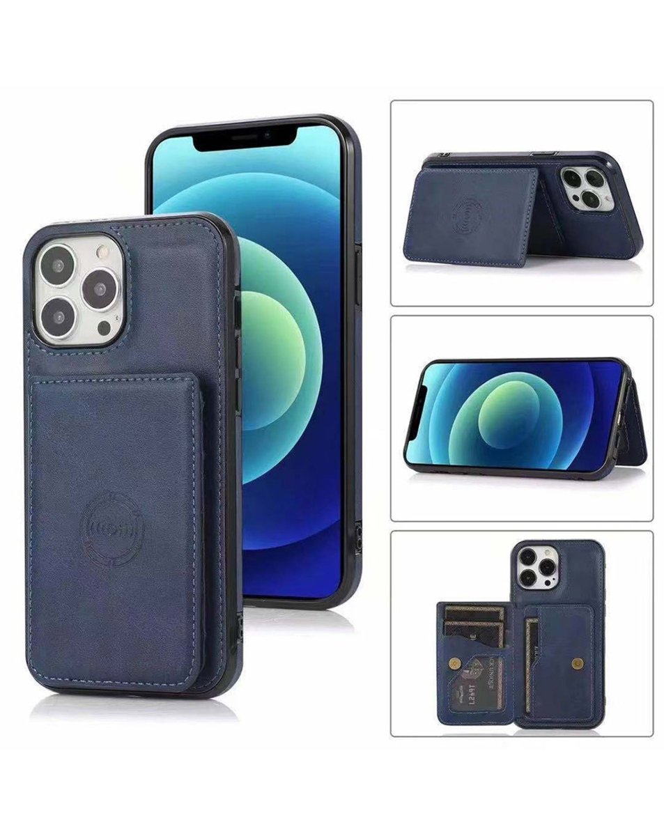 Leather Pocket Wallet Case - Blue for iPhone 15 Pro Max Phone Case - Pro iPhone Repair