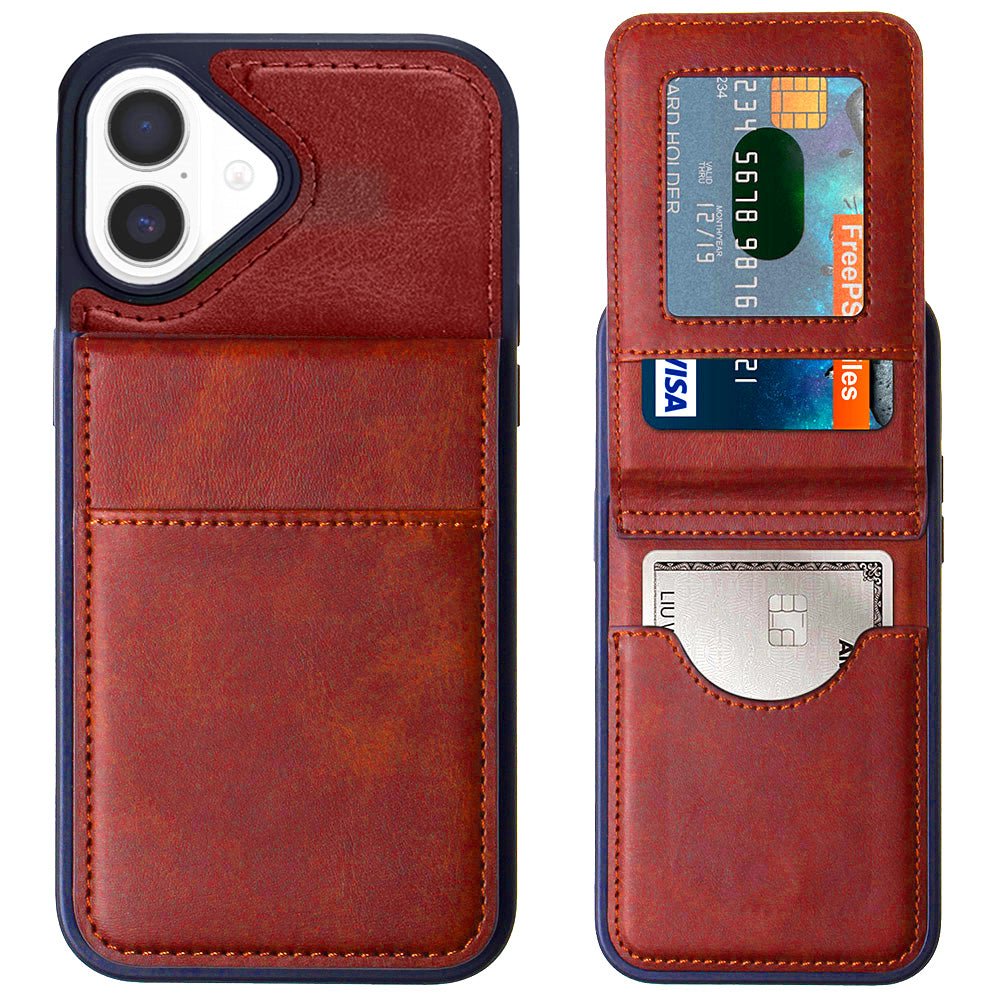 Leather Wallet Case with Kickstand - Red for iPhone 17 Phone Case - Pro iPhone Repair