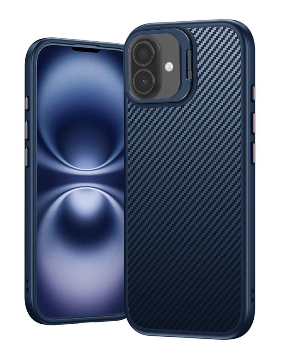 Luxury Carbon Fiber Textured Case - Blue for iPhone 17 Phone Case - Pro iPhone Repair