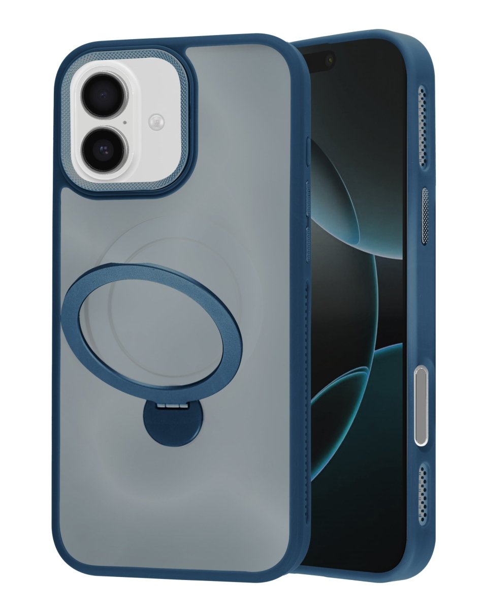 Luxury Matte Hard Magnetic Ring Holder Case - Blue for iPhone 17 Phone Case - Pro iPhone Repair