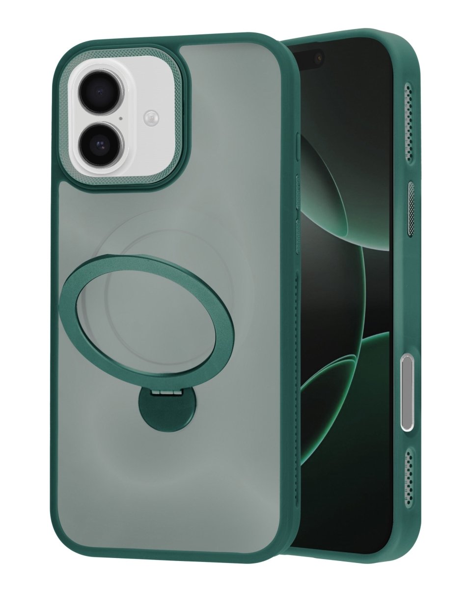 Luxury Matte Hard Magnetic Ring Holder Case - Green for iPhone 17 Phone Case - Pro iPhone Repair