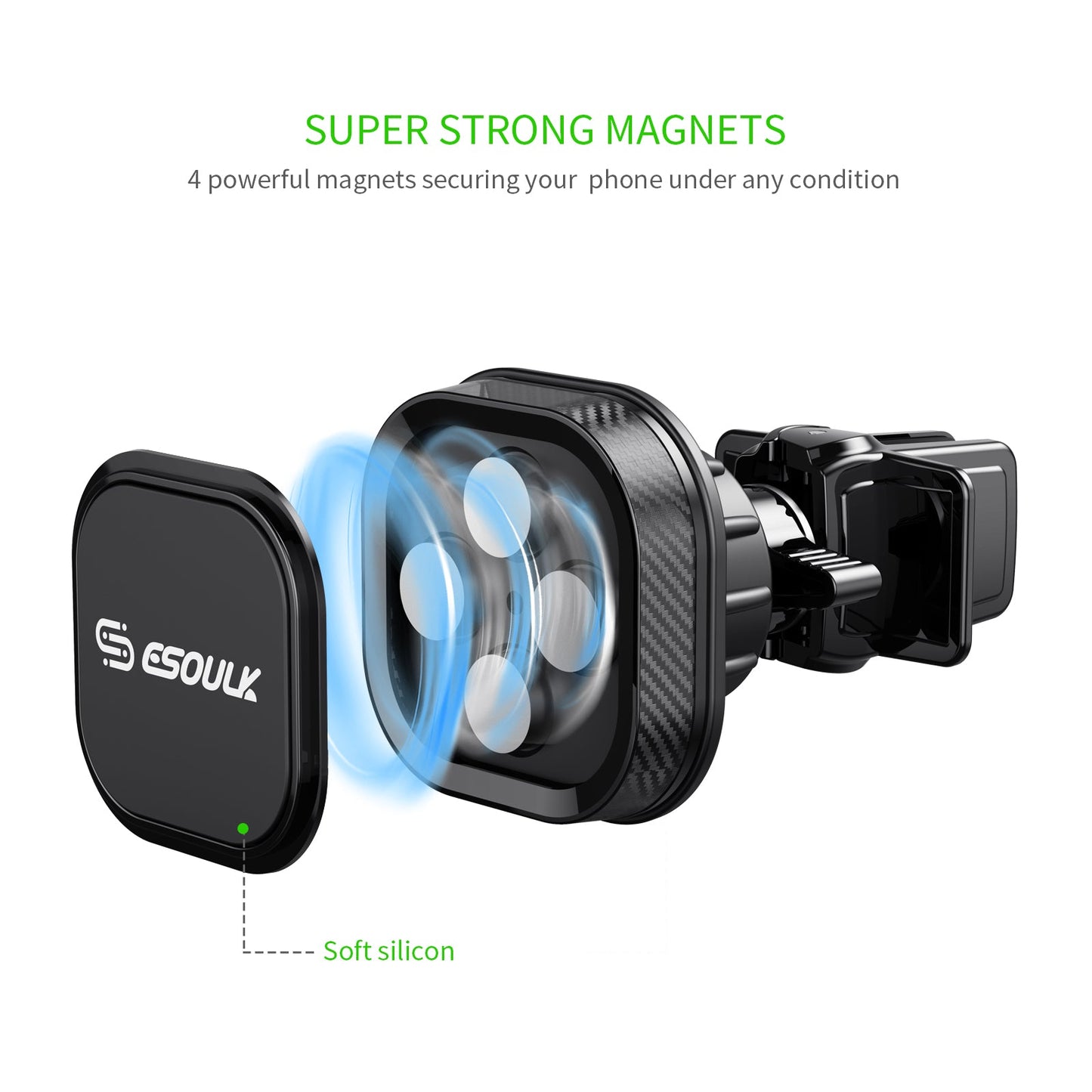 ESOULK magnetic air vent car phone holder – mounting detail