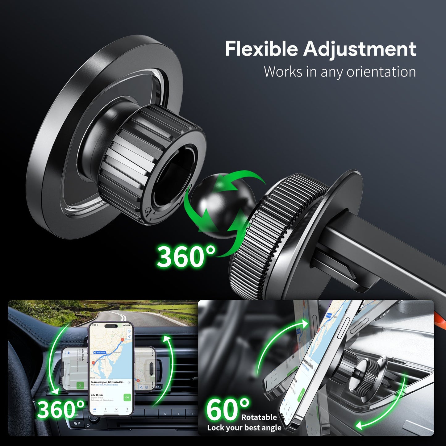 ESOULK transparent magnetic air vent car phone holder – feature overview