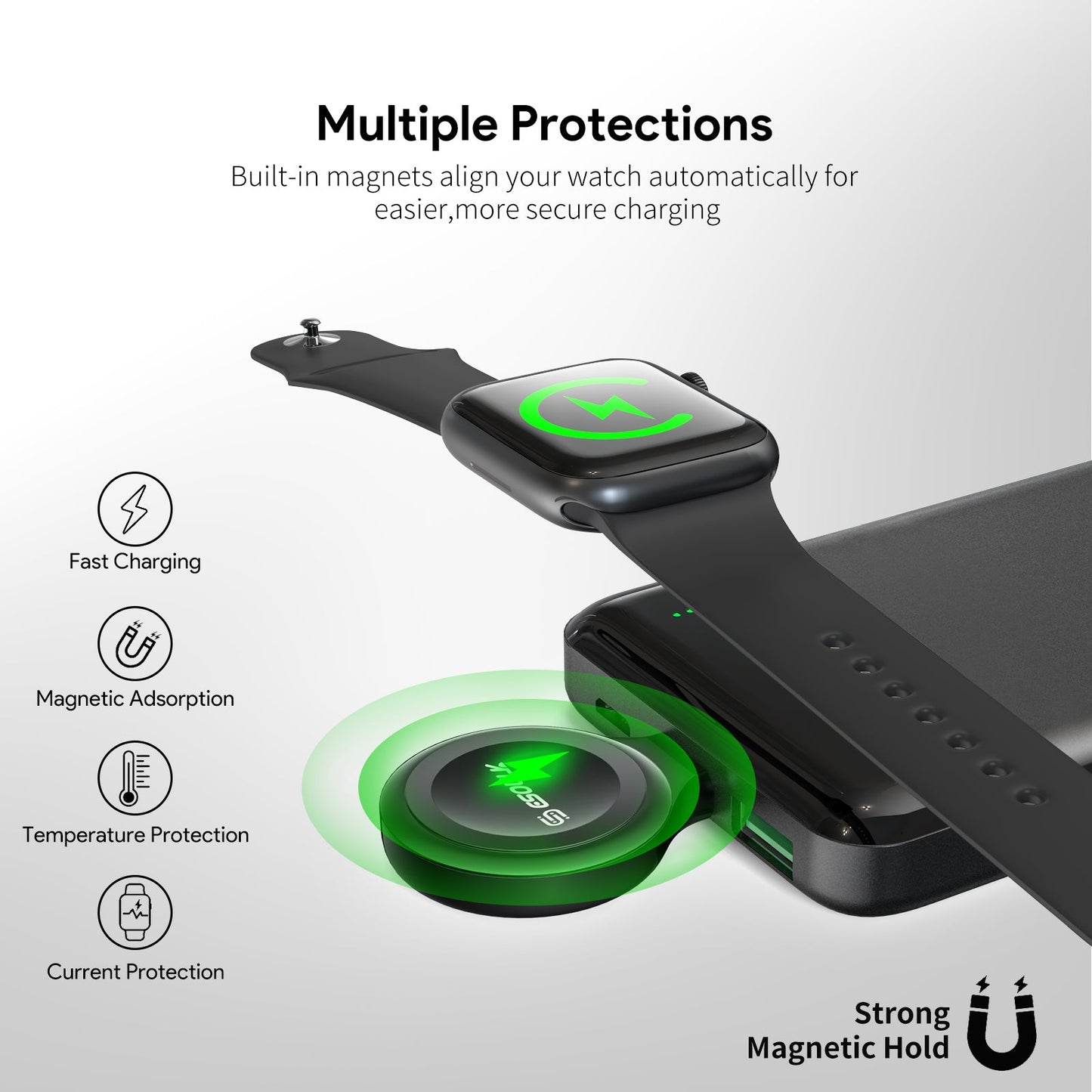 ESOULK magnetic wireless Apple Watch charger in black – view 4