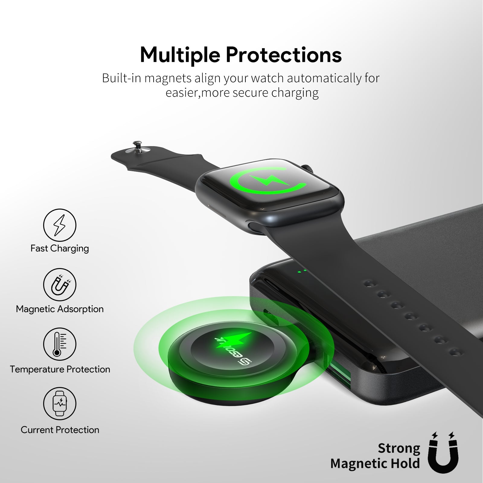 ESOULK magnetic wireless Apple Watch charger in black – view 4