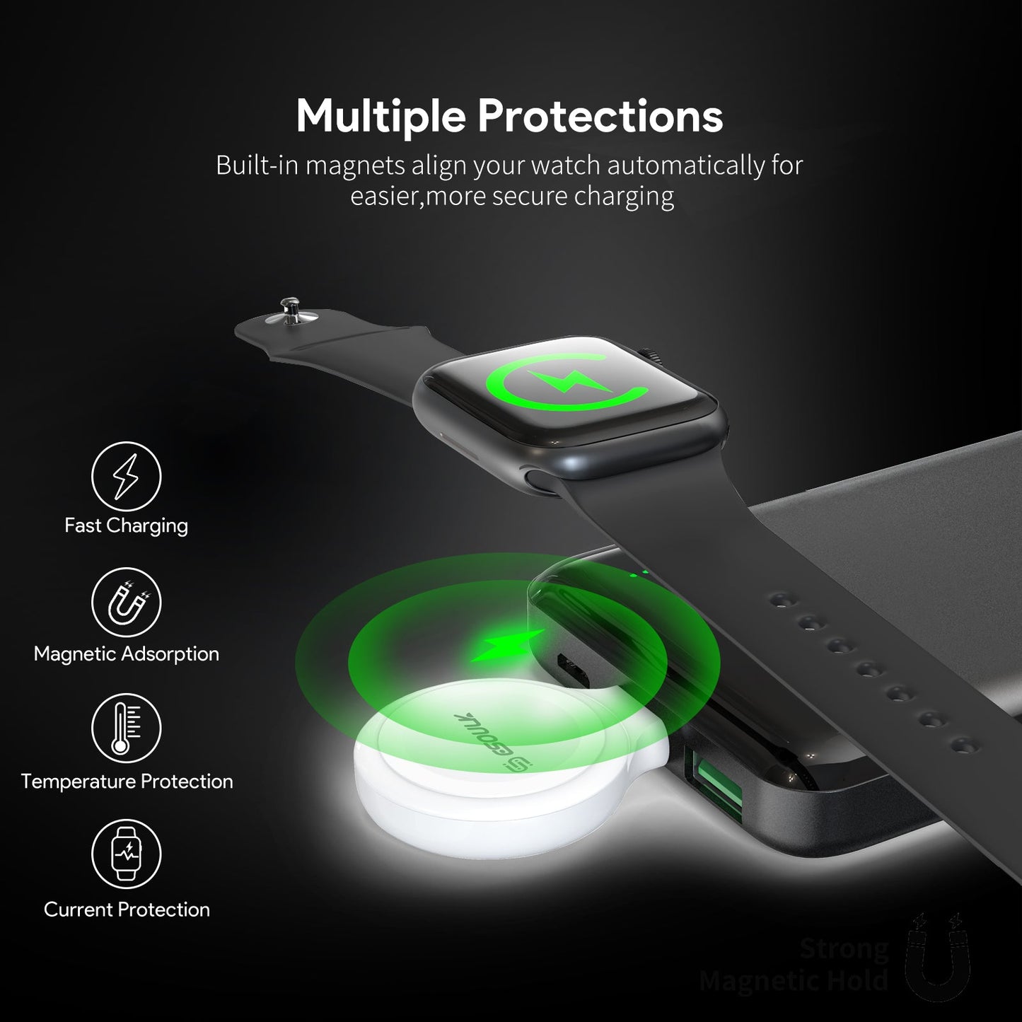 ESOULK magnetic wireless Apple Watch charger in white – view 4