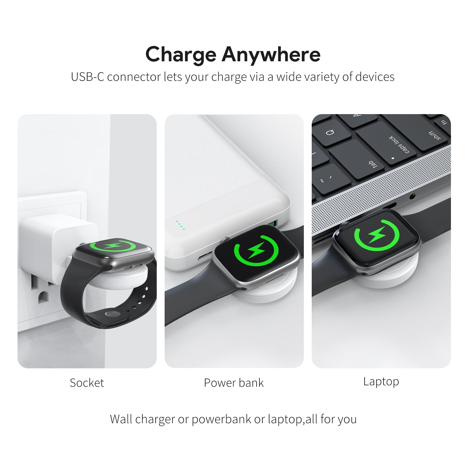 ESOULK magnetic wireless Apple Watch charger in white – view 6