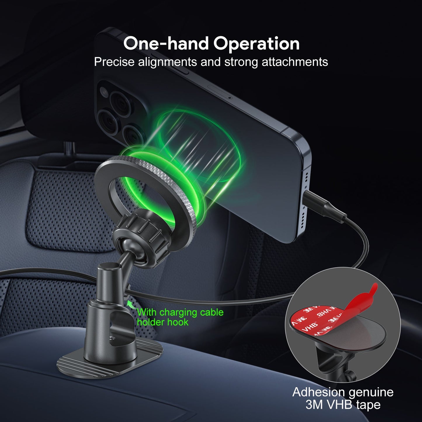 ESOULK dashboard magnetic car phone mount – mounting detail