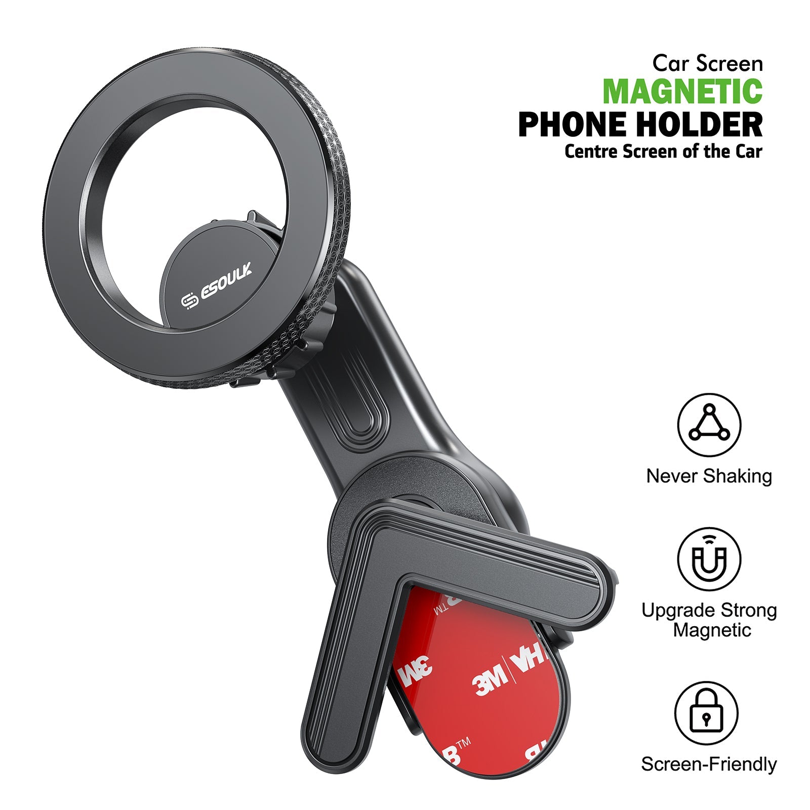 ESOULK magnetic phone holder for Tesla center screen – detail view