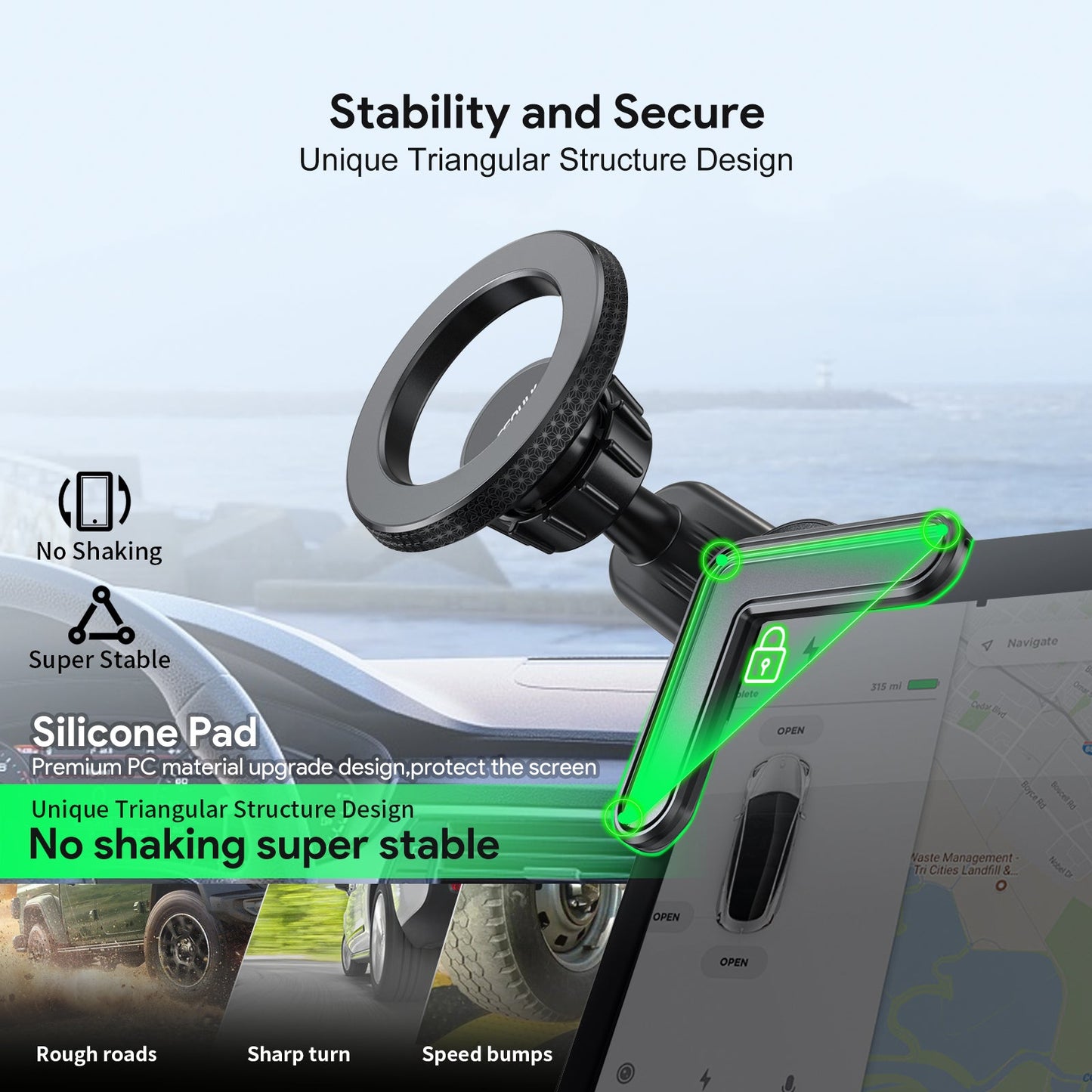 ESOULK magnetic phone holder for Tesla center screen – feature overview